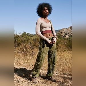 Free People FP Movement Full Court Army Green Adventure Pants Size Small
